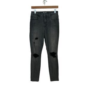 Good American Black Washed & Distressed Good Legs‎ Crop, Size 6/28